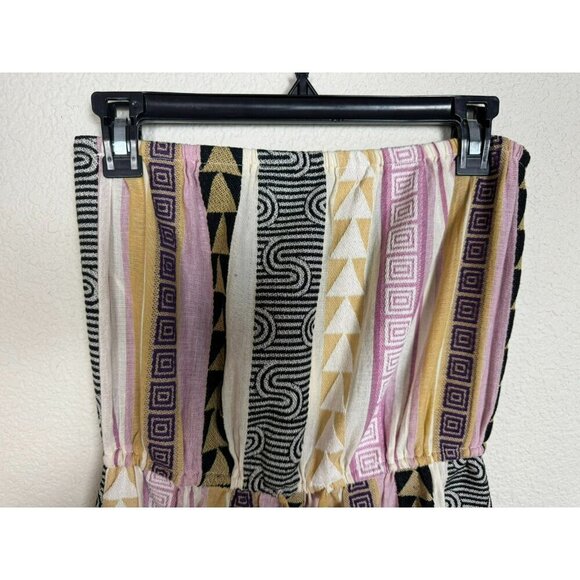 Elan Women's Jumpsuit Cropped Size Medium Strapless Colorful Cotton Striped - Picture 8 of 12